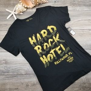 HARD ROCK HOTEL Hollywood Florida Women's Bling Tee Shirt Sz XXL NWT Black Gold